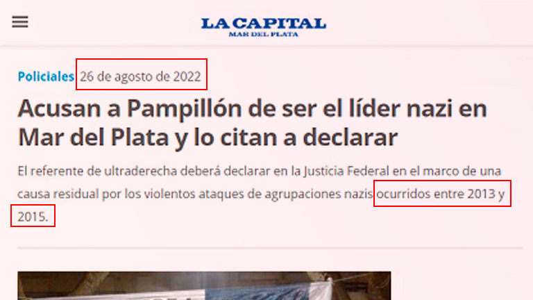 Carlos Pampillón difamado por el diario La Capital de Mar del Plata en 2022 con casos ya juzgados en 2013 y 2015